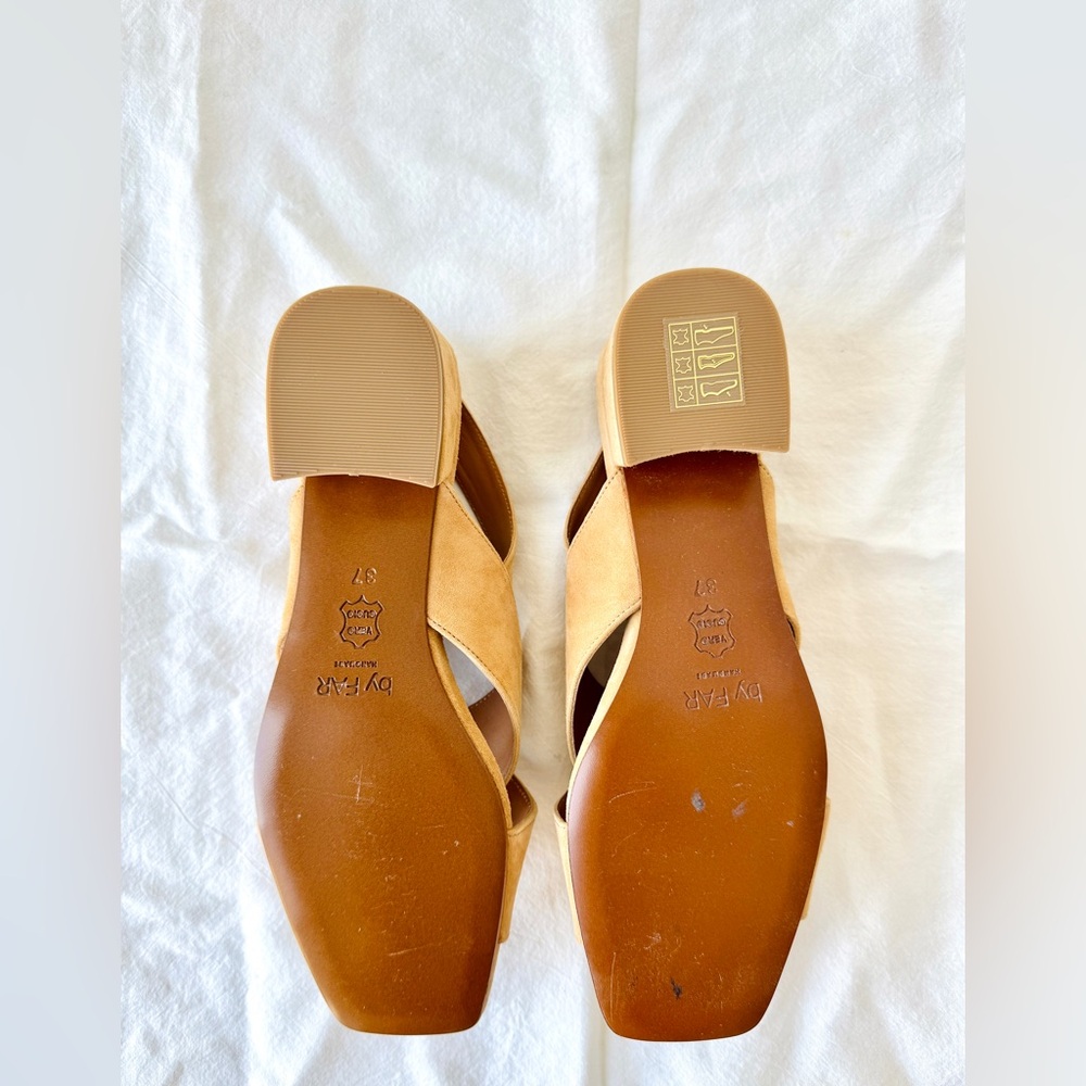 BY FAR Nude Suede Anelia Sandals with Crossover Straps - Picture 4 of 15